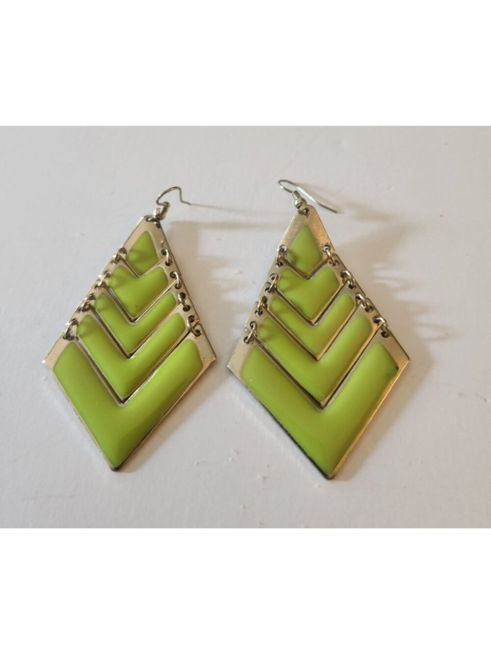 Chevron Geometric Diamond Drop Earrings Large